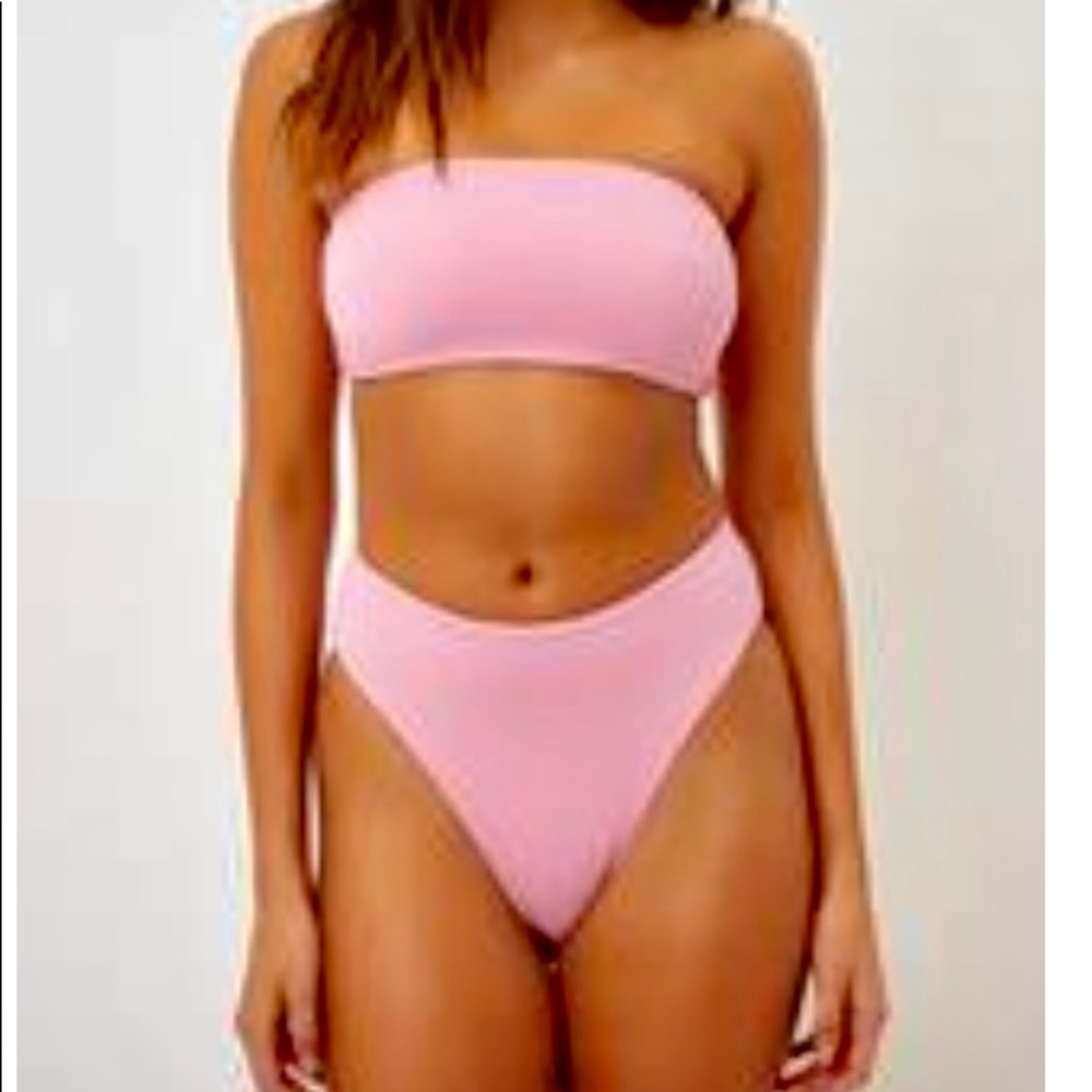 Frankie's Bikinis Pink Bandeau Bikini